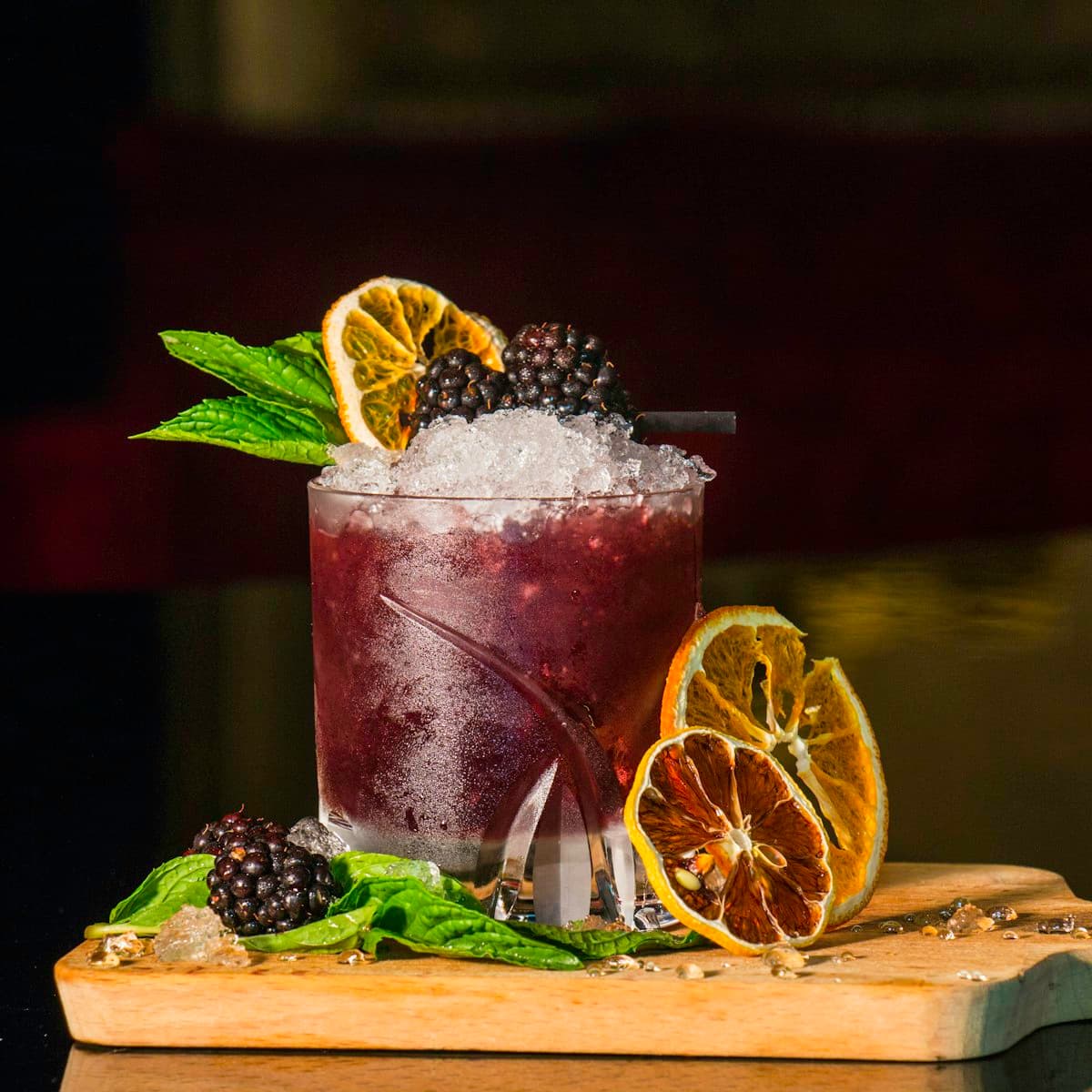 A berry aperitivo over crushed ice